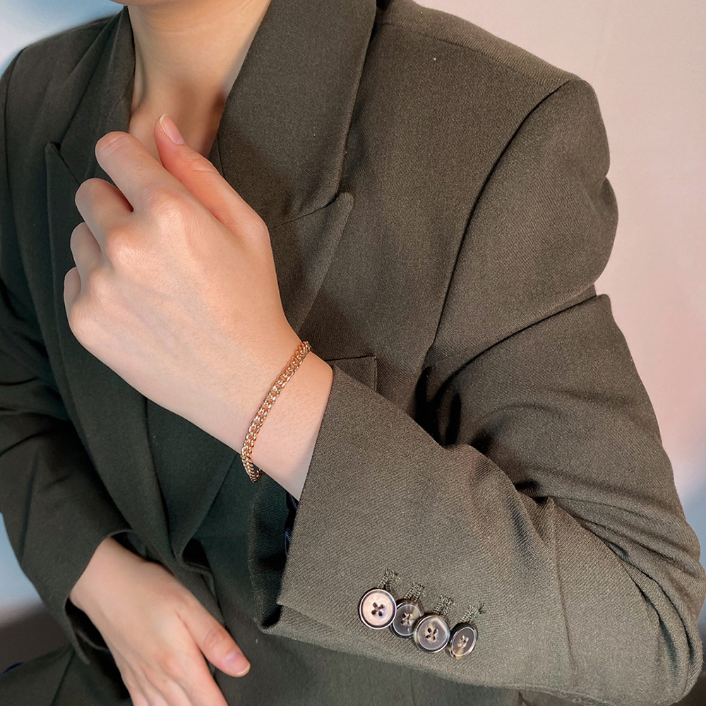 남자금팔찌 14케이 18k 커플 두꺼운 체인 여자 금 팔찌 선물 - 상세 이미지 3