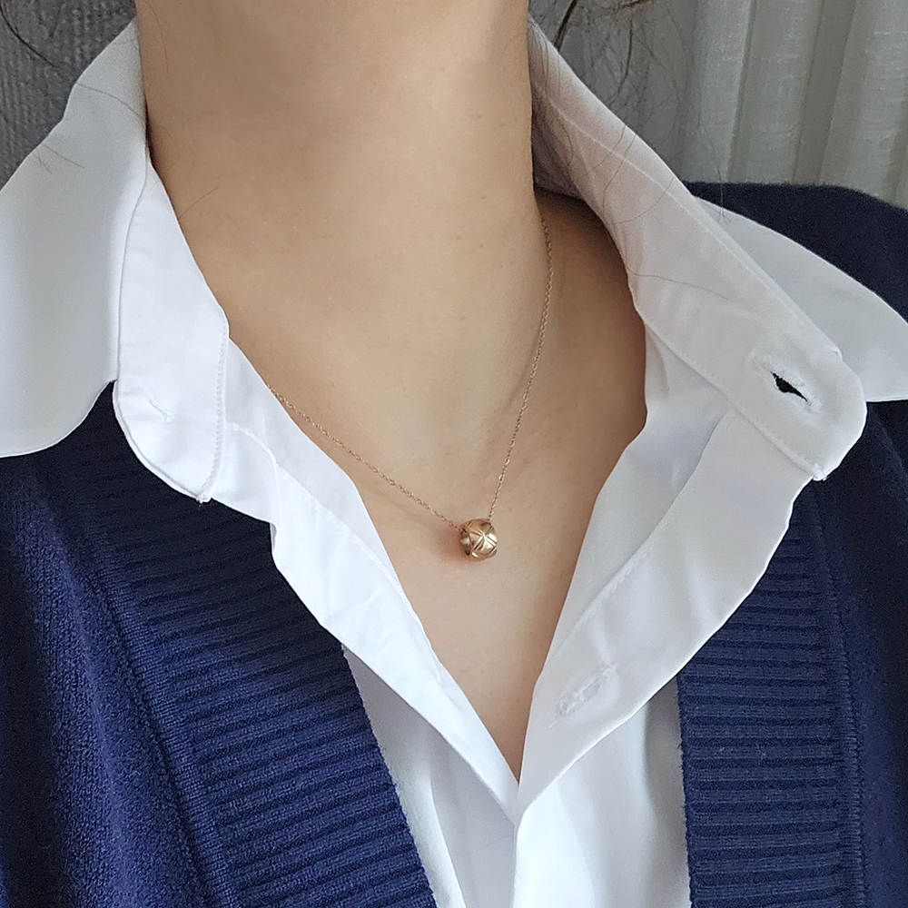 써지컬스틸 퀼팅 패턴 레이어드 미니 링 펜던트 목걸이 이미지 3
