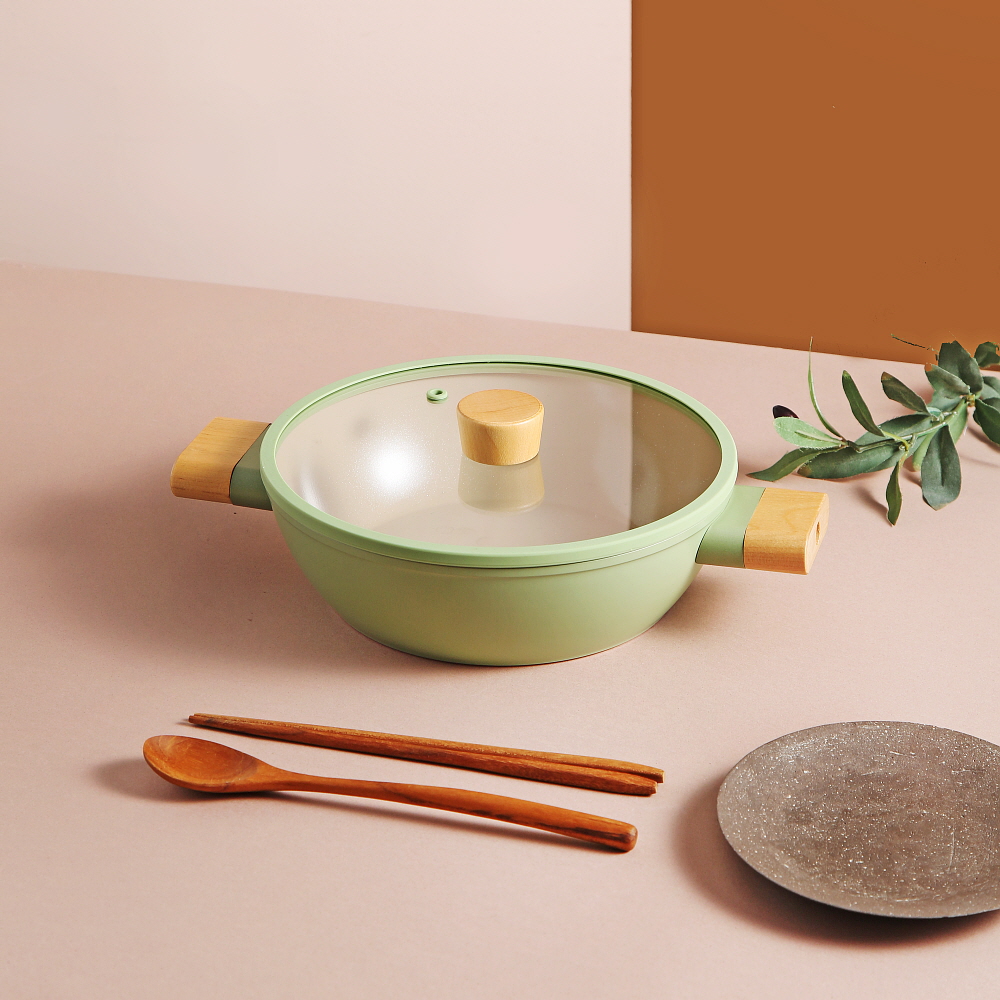 셰프와인 프로방스 IH 인덕션 냄비 세라믹코팅 전골 밀푀유 찌게 / 24cm, 양수 소테팬 - 상세 이미지 3