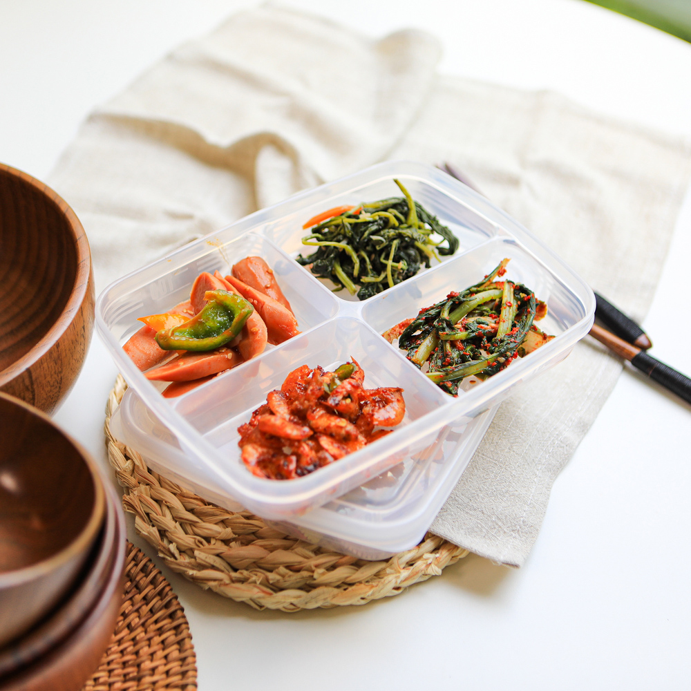 일본 냉장고 정리 4칸 나눔 용기 도시락 반찬통 3p - 메인 이미지