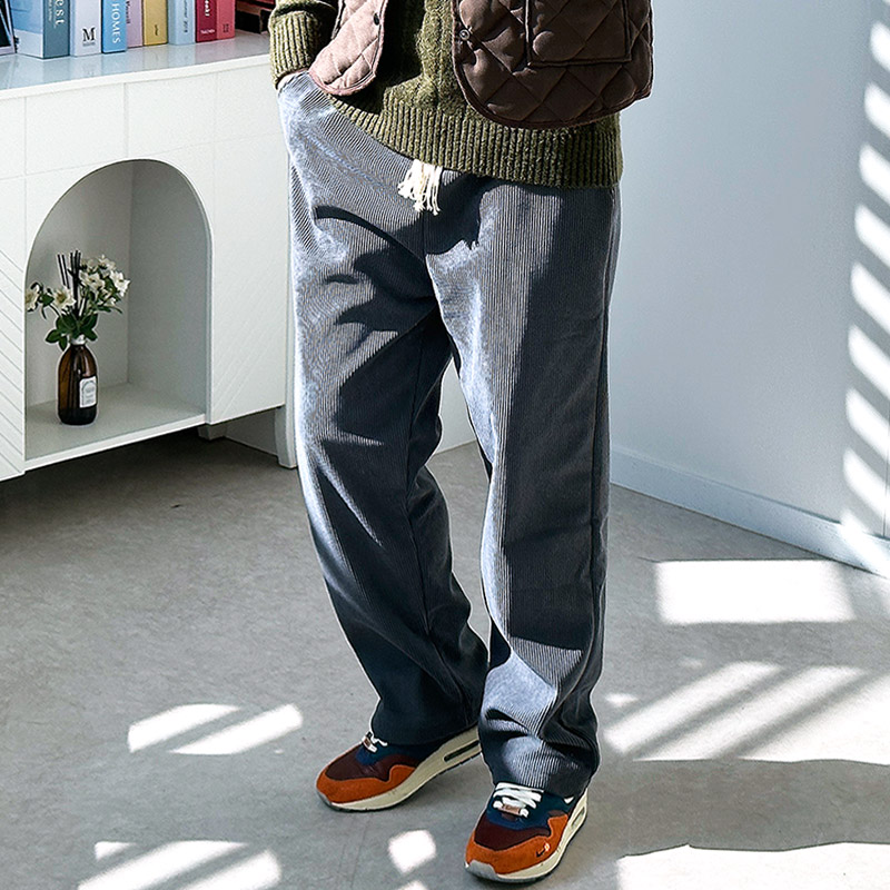 남성골덴바지 남자와이드팬츠 양털바지 플리츠 기모바지