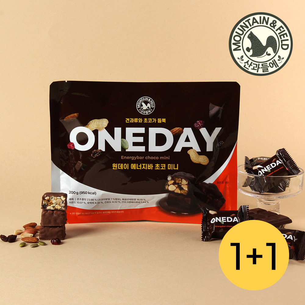 산과들에 한입에 쏙 원데이 에너지바 초코미니 200gx2봉 (등산간식 운동간식 초코바)