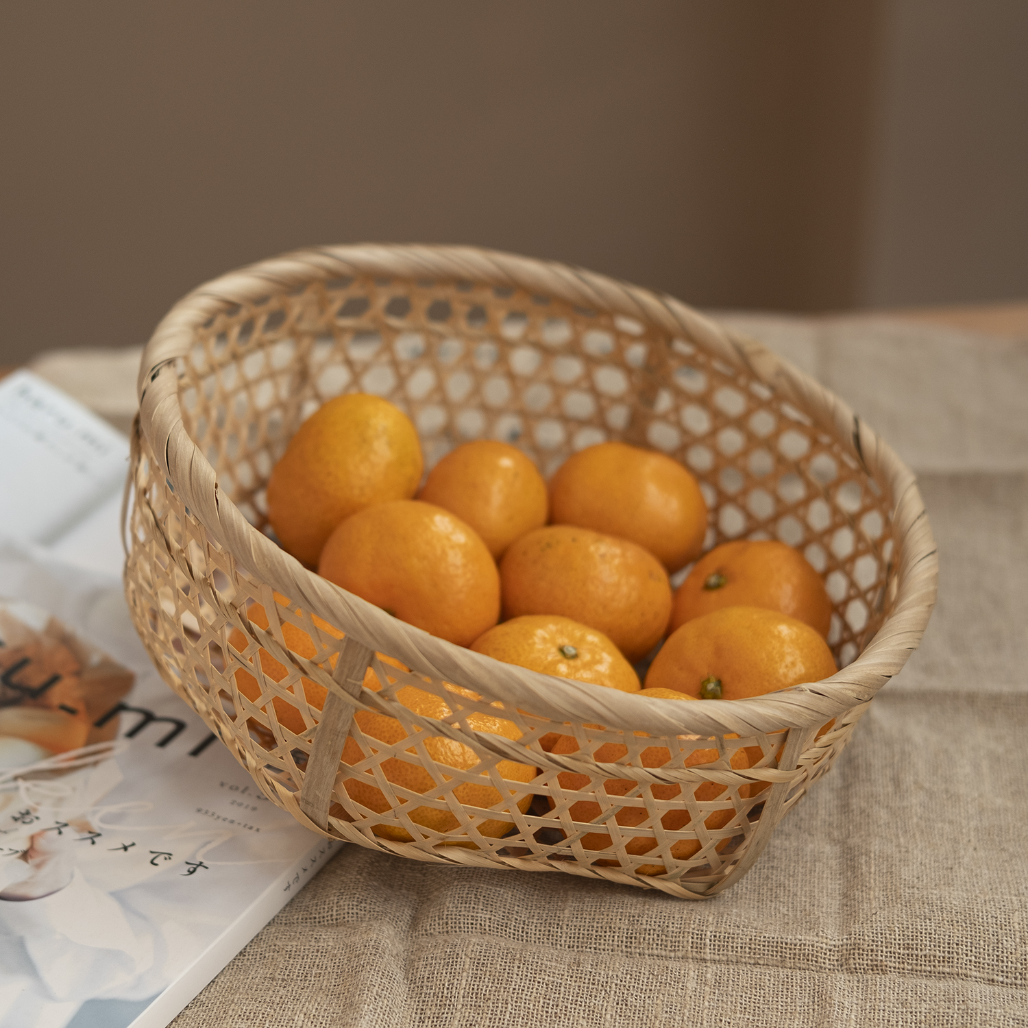 노던팜스 대나무 원형 수납 바구니 S 라탄 우드 인테리어 정리함