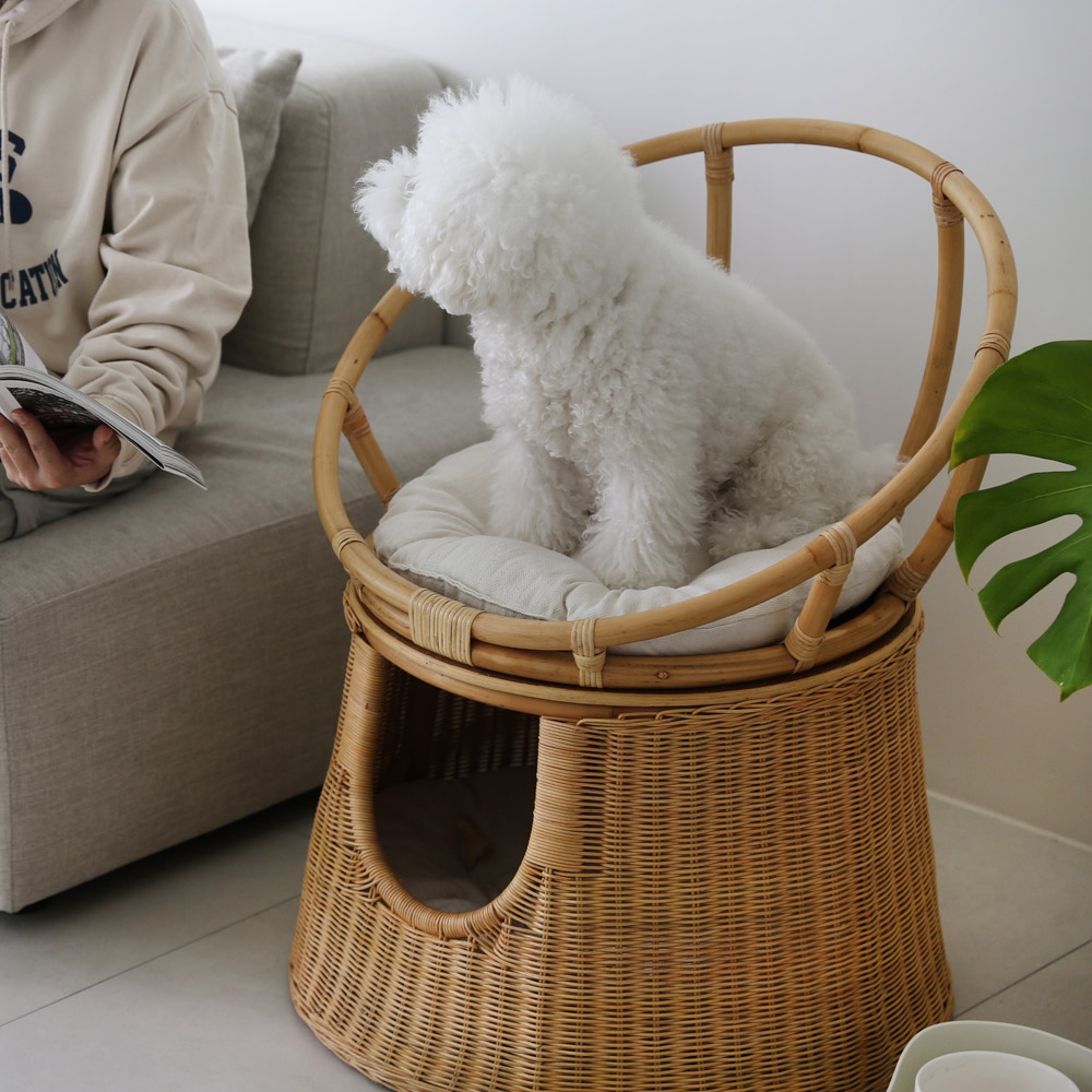 라탄 고양이집 의자 숨숨집 고양이텐트 원목 강아지 애견 펫 동굴하우스