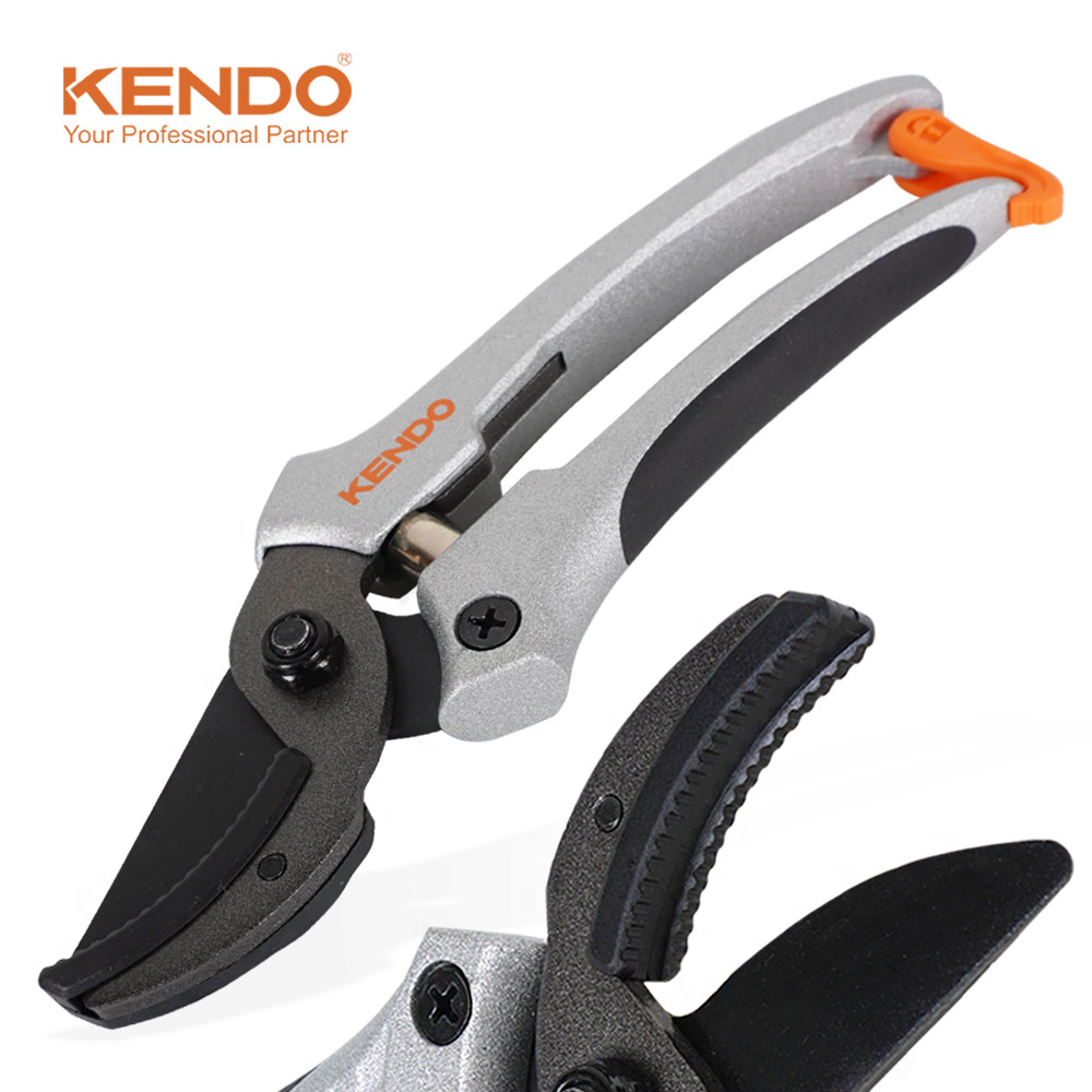 켄도 코팅 프로 전지가위 톱니날 180mm 60119 알루미늄 전정 적과 원예 가지치기