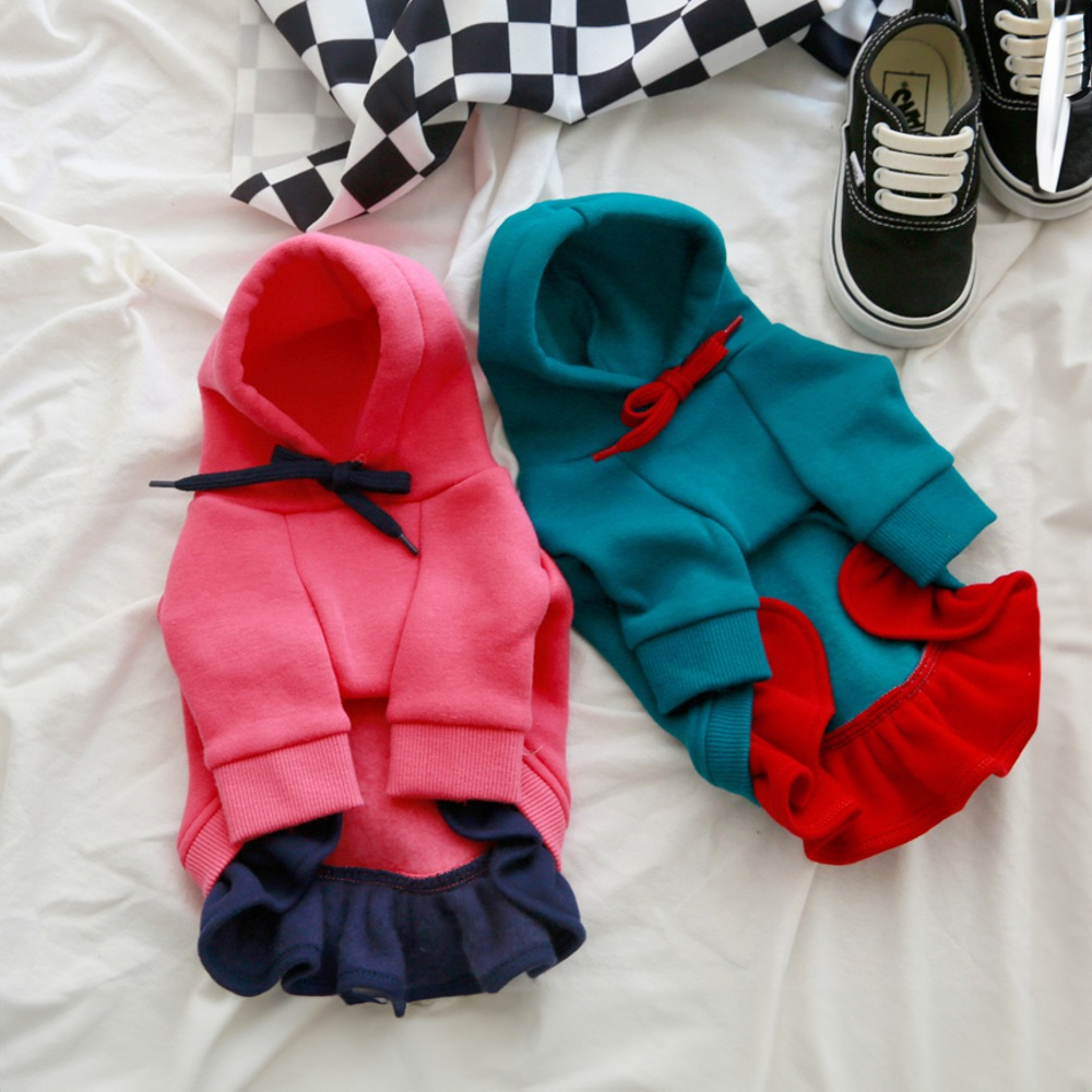 강아지후드티 겨울 기모 실내복 애견 잠옷 D레이어드기모후드티