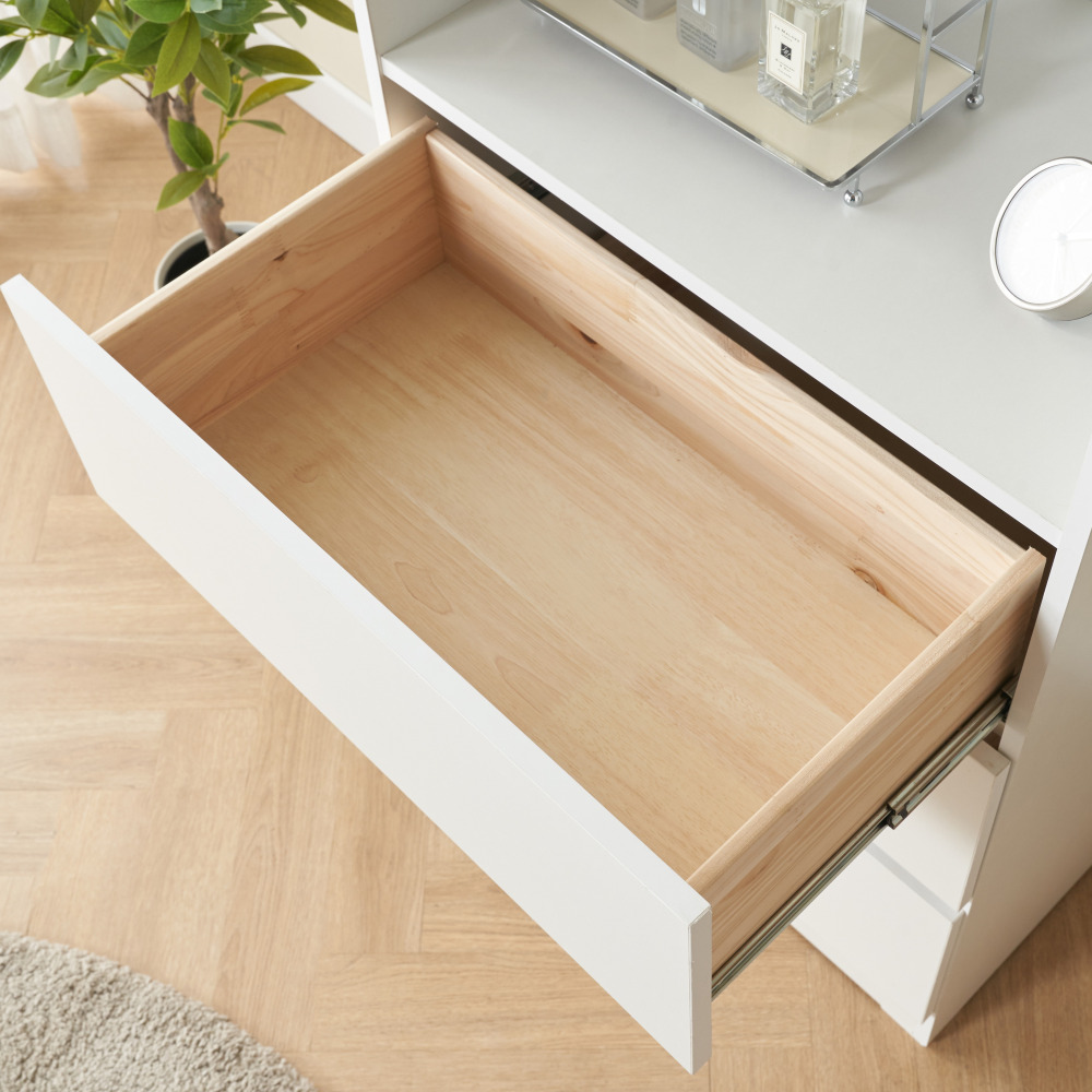 몰리 수납 화장대서랍장 틈새화장대 led 서랍형 3단서랍 콘센트 600 화이트