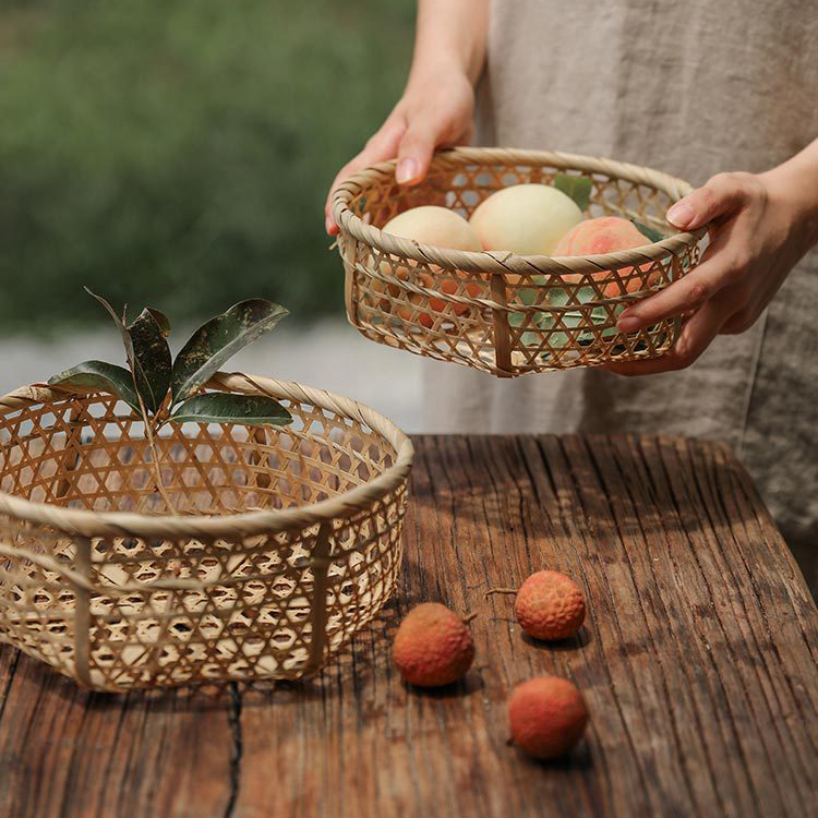 노던팜스 대나무 원형 수납 바구니 S 라탄 우드 인테리어 정리함