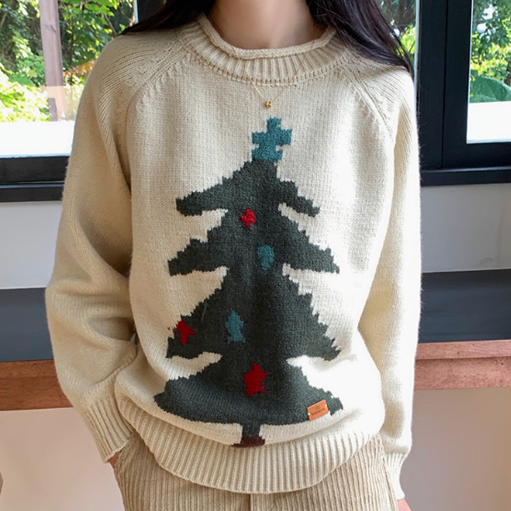 크리스마스니트 빨간 노르딕 세미크롭 어글리 스웨터 니트 연말 이미지 8