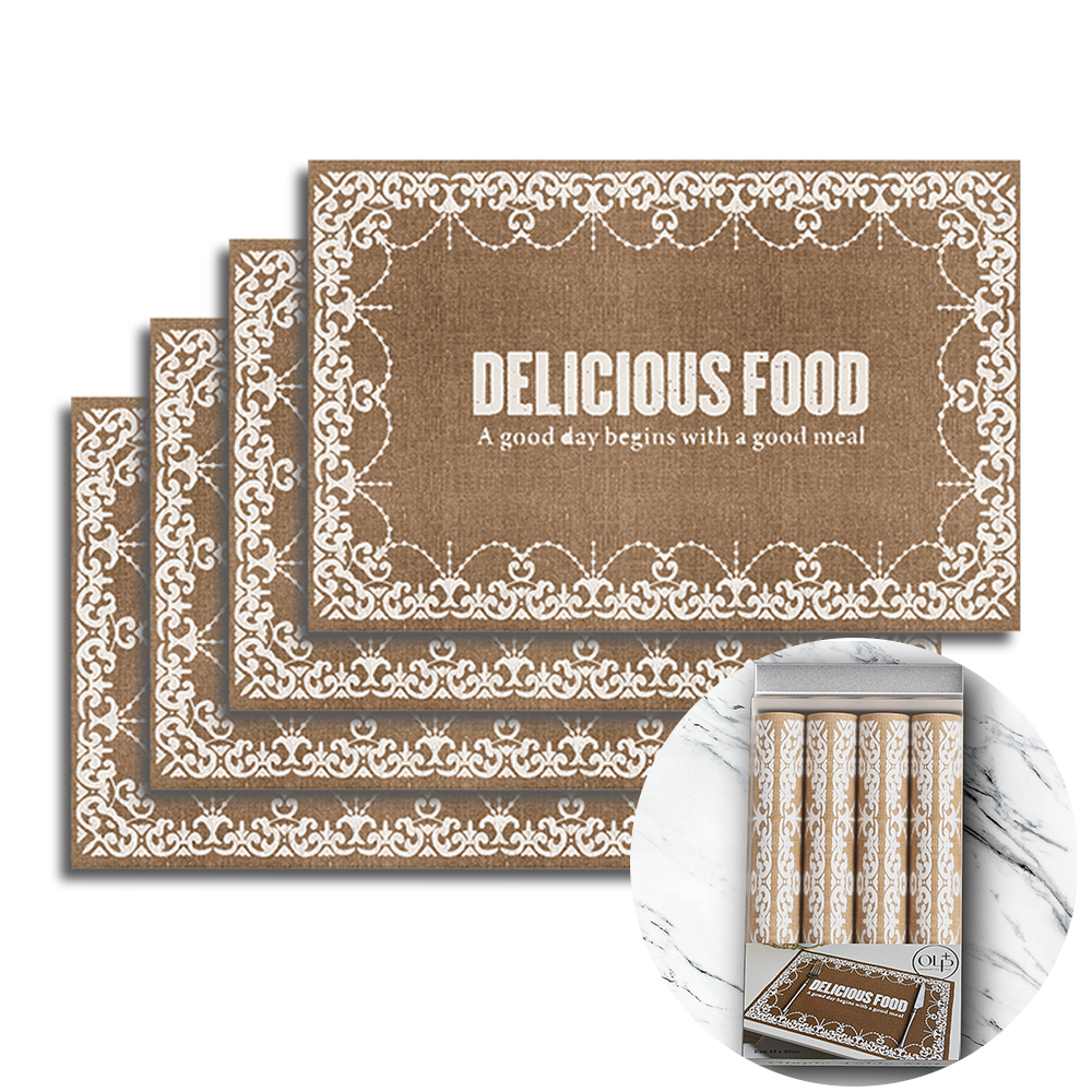 오라플 테이블 식탁 매트 4개입 방수 깔개 PVC 북유럽 호텔 식사