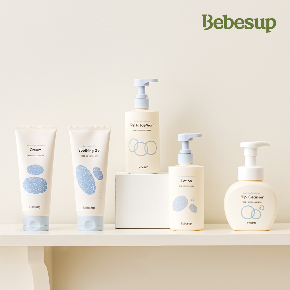 베베숲 수딩앤모이스춰 로션 300ml  1개+크림 200ml 1개+탑투토워시 300ml 2개