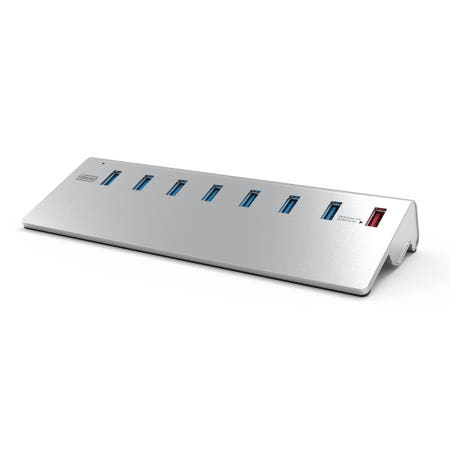 넥스트유 319U3 유전원 8포트 USB 3.0 허브 / QC 1포트 / 아답터 포함 / 사선 알루미늄 / PC 노트북 맥북