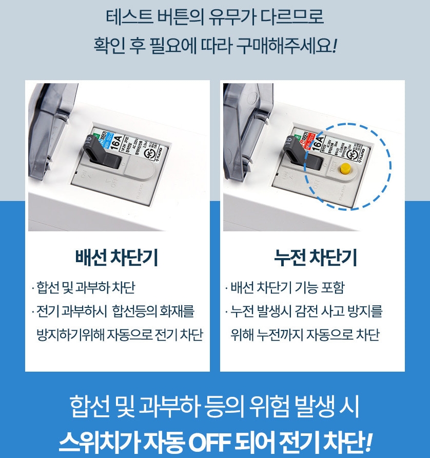 국산 고용량 멀티탭 4000W 누전차단 멀티 콘센트1.5m/ 2.5m/ 4.5m 이미지 8
