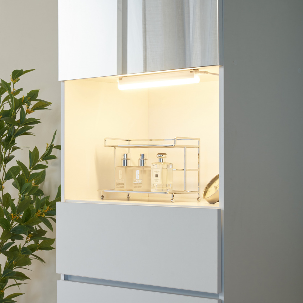 몰리 수납 화장대서랍장 틈새화장대 led 서랍형 3단서랍 콘센트 600 화이트