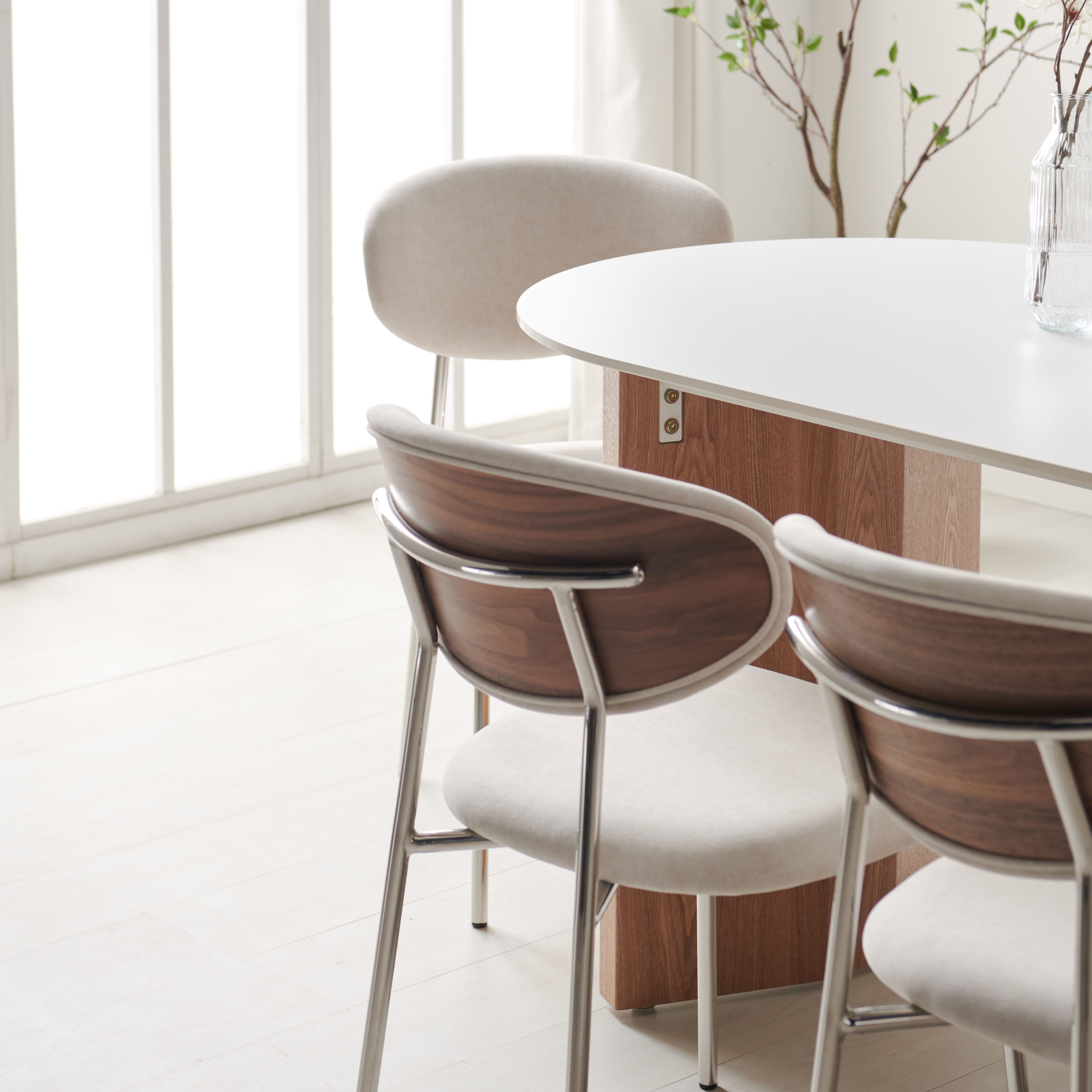 다올 오크 우드 화이트 포세린 세라믹 4인용식탁 1600