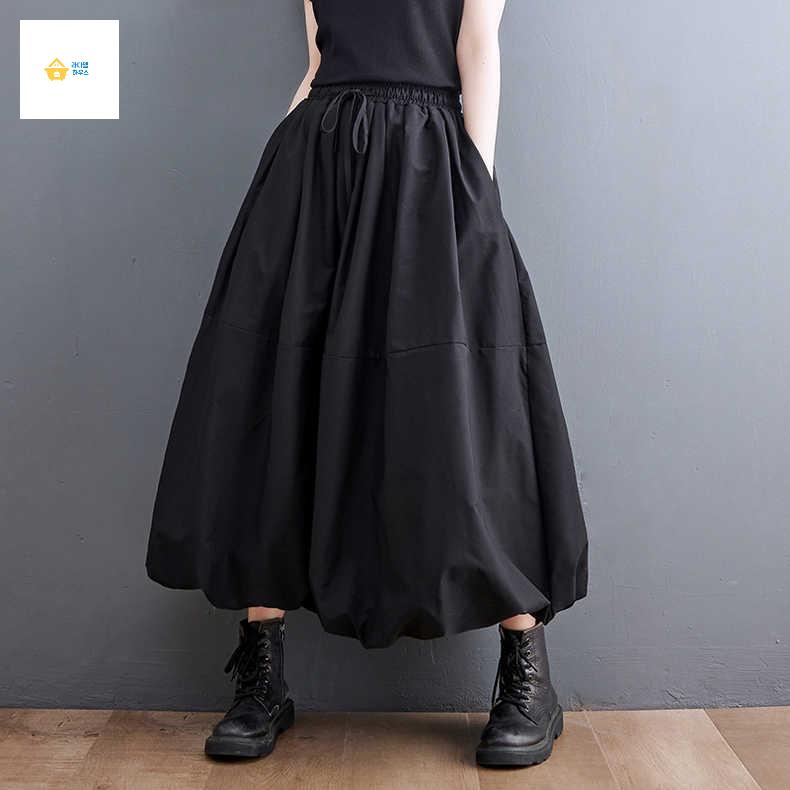 항아리 롱 라인 블랙 스커트 - 상세 이미지 4