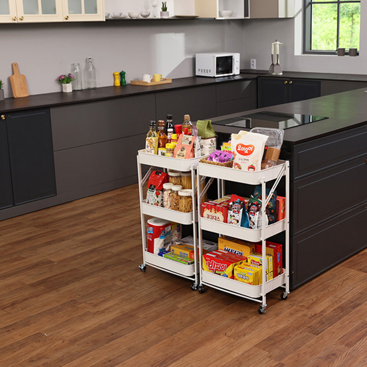 [까사마루] 3단 접이식 트롤리 1+1세트(손잡이 미포함)