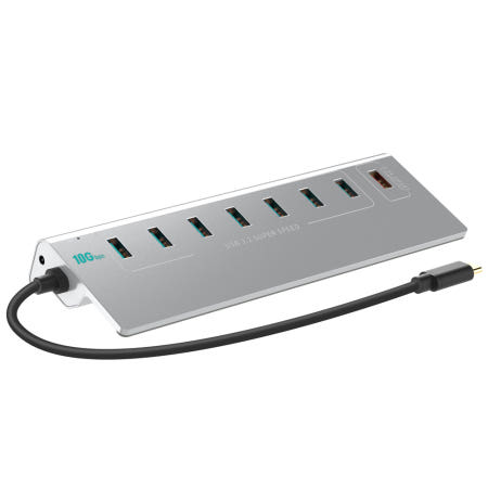 넥스트유 3372TC-10G 유전원 10Gbps USB 3.2 C타입 허브 8포트 29cm / 1포트 고속충전 전용 / 아답터 제공