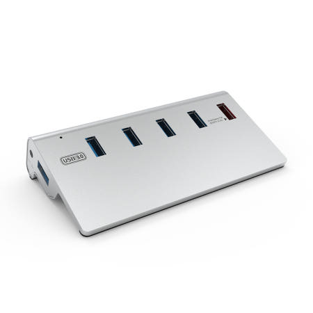 넥스트유 316U3 유전원 5포트 USB 3.0 허브 / QC 1포트 / 아답터 포함 / 사선 알루미늄 / PC 노트북 맥북
