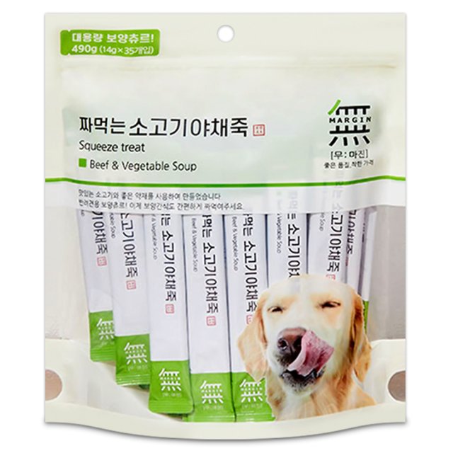 바우와우 무마진 짜먹는 소고기 야채죽 35P 강아지츄르 - 상품 이미지
