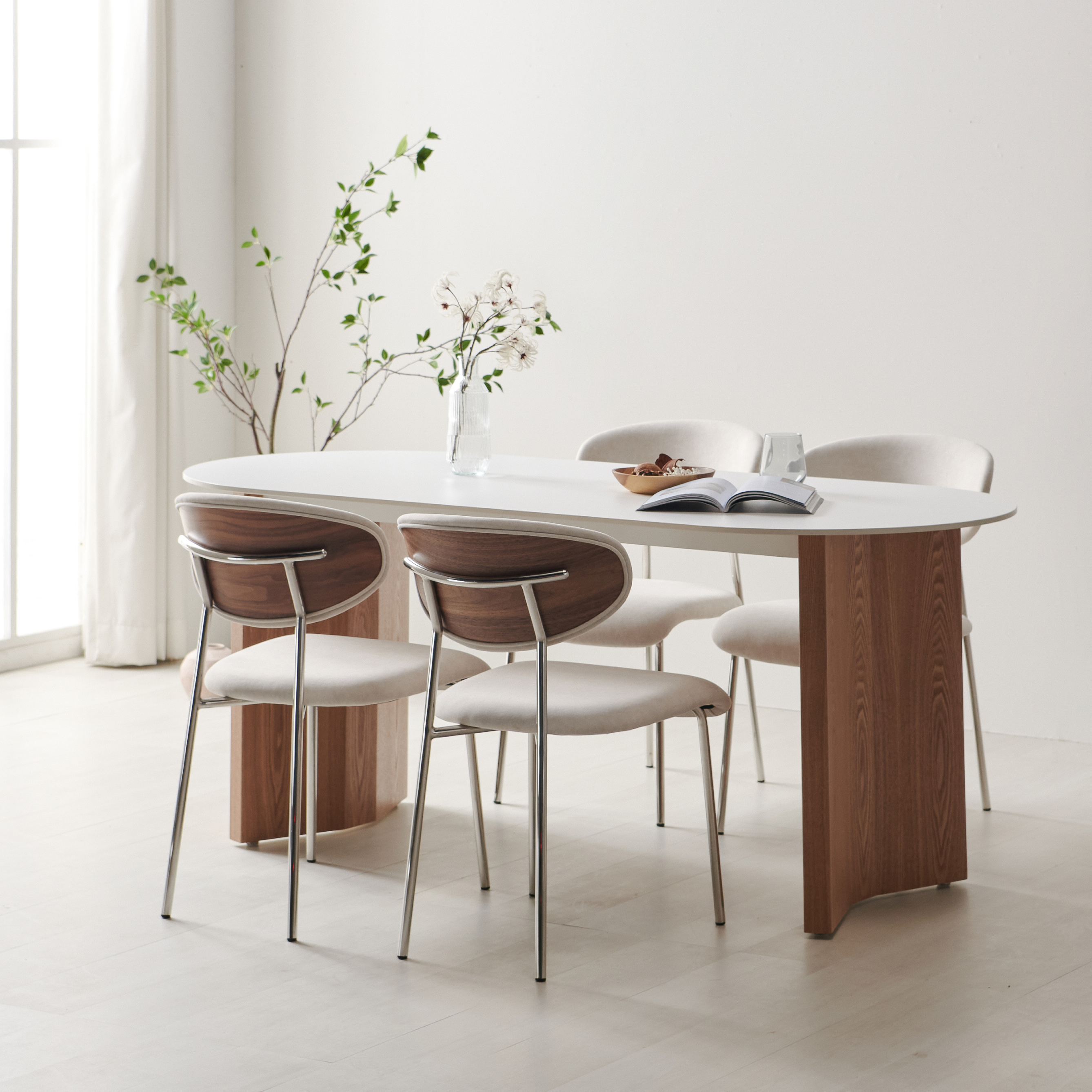 다올 오크 우드 화이트 포세린 세라믹 4인용식탁 1600