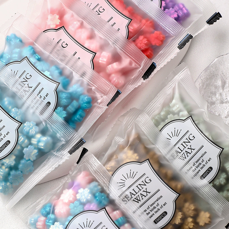 실링왁스 비즈 왁스씰 벚꽃모양 90알 오로라 믹스 이미지 2