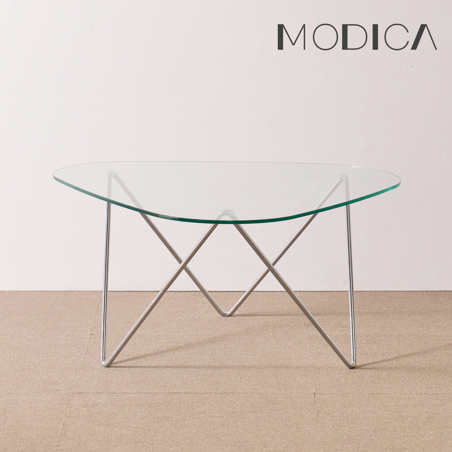 모디카 보보 강화유리 삼각 거실 테이블 800x800mm, 투명 - 상세 이미지 4