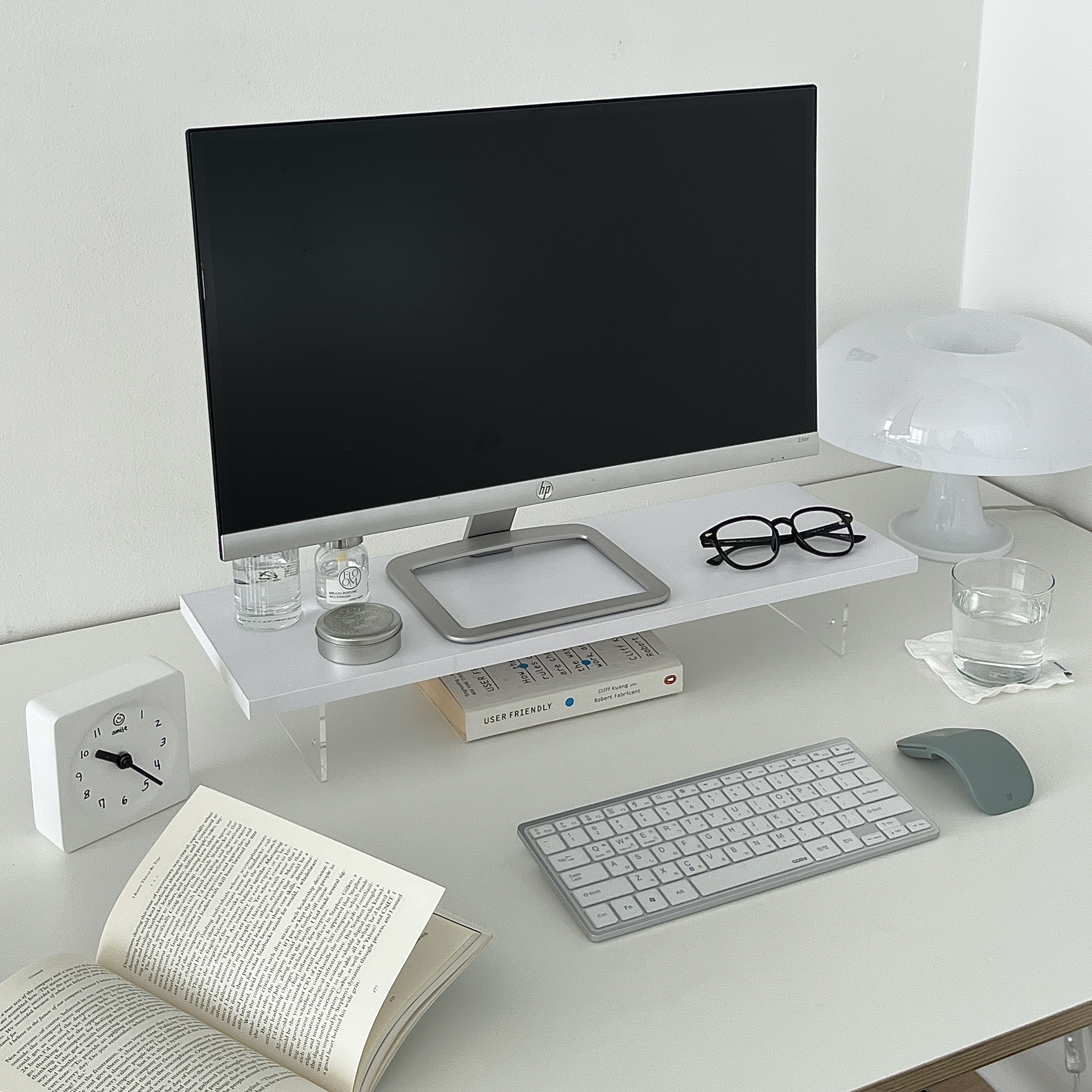 아크릴 우드 높이조절 모니터받침대 듀얼 모니터 컴퓨터 원목 600 스탠드 받침대