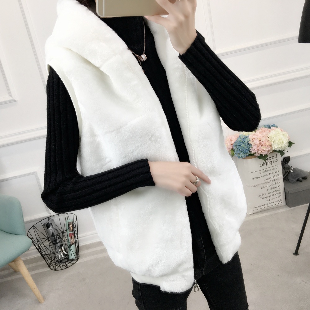 인조 밍크 후드 조끼 베스트 페이크퍼 에코 빅사이즈 엄마 할머니 고퀄리티 생신 선물 3컬러 - 상세 이미지 3