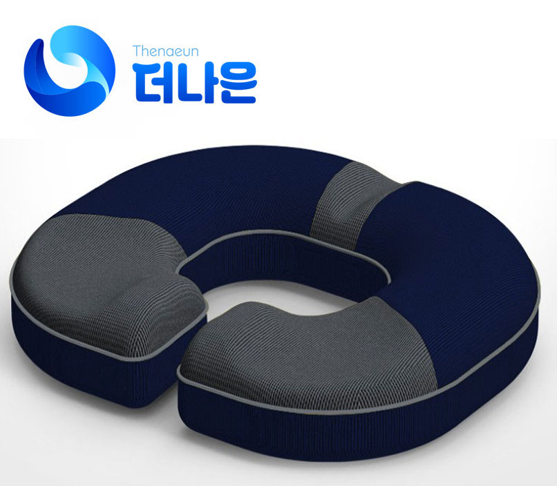 C방석 메모리폼 엉덩이 꼬리뼈 허리 쿠션 자세교정 치질방석 여성 라이트그레이+네이비