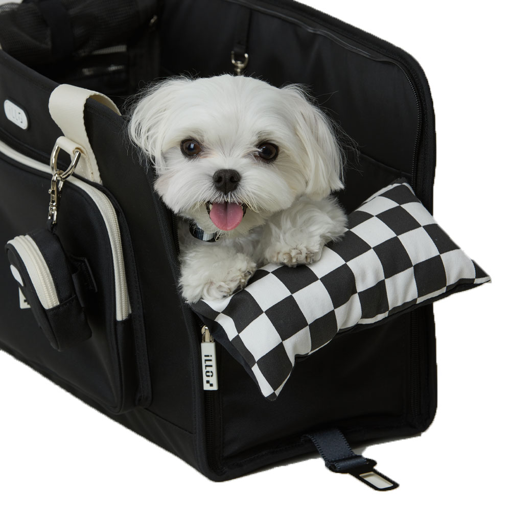 일로 레이백 기내용 반려견 이동가방 안전벨트 카시트 소형견 중형견 강아지 블랙, M