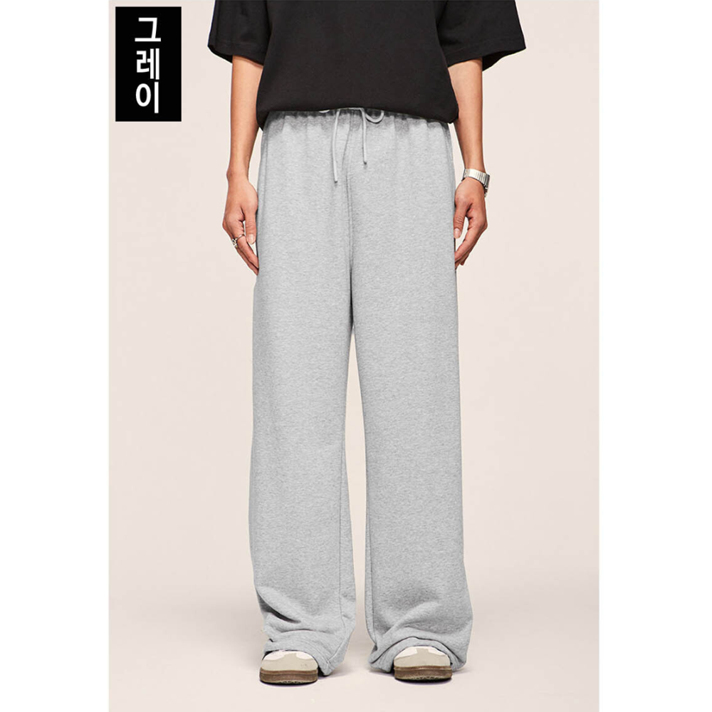 남자기모통바지 고무줄 겨울 방한 통넓은 와이드 팬츠 - 상세 이미지 2