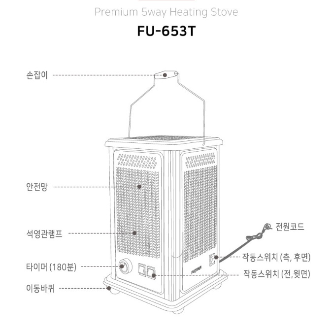 5방향난로 가정용오방난로 실내전기난로 거실히터