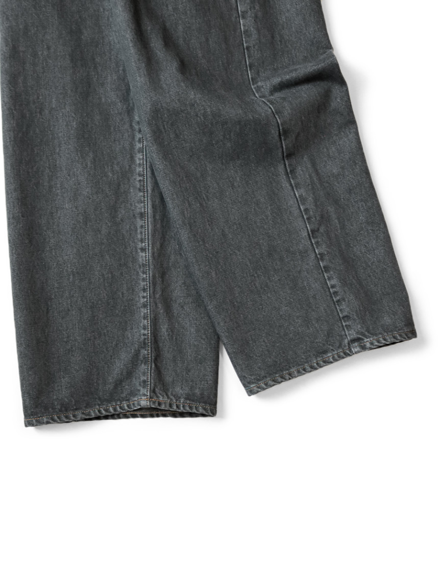 캐피탈 KAPITAL 14oz 블랙x키나리 데님 포트 버기 팬츠 검정 이미지 3