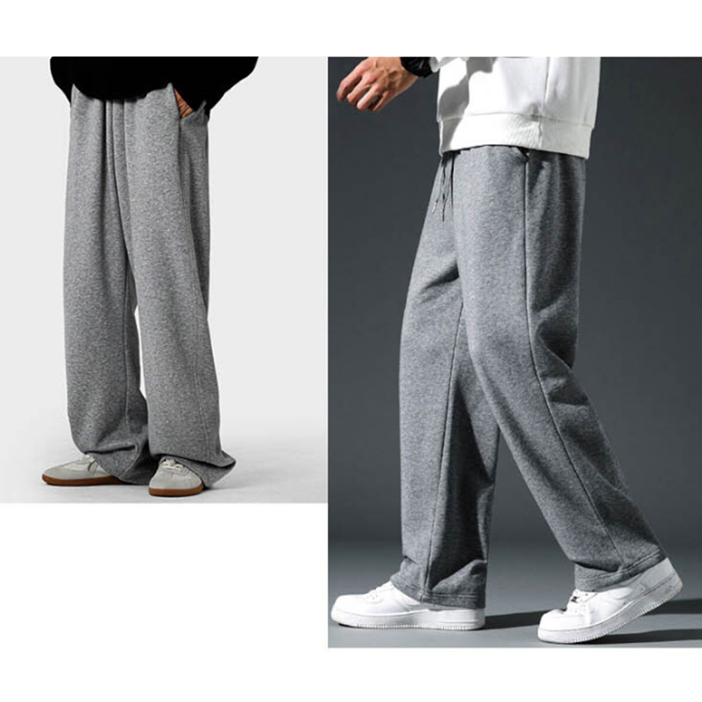 남자기모통바지 고무줄 겨울 방한 통넓은 와이드 팬츠 - 상세 이미지 5