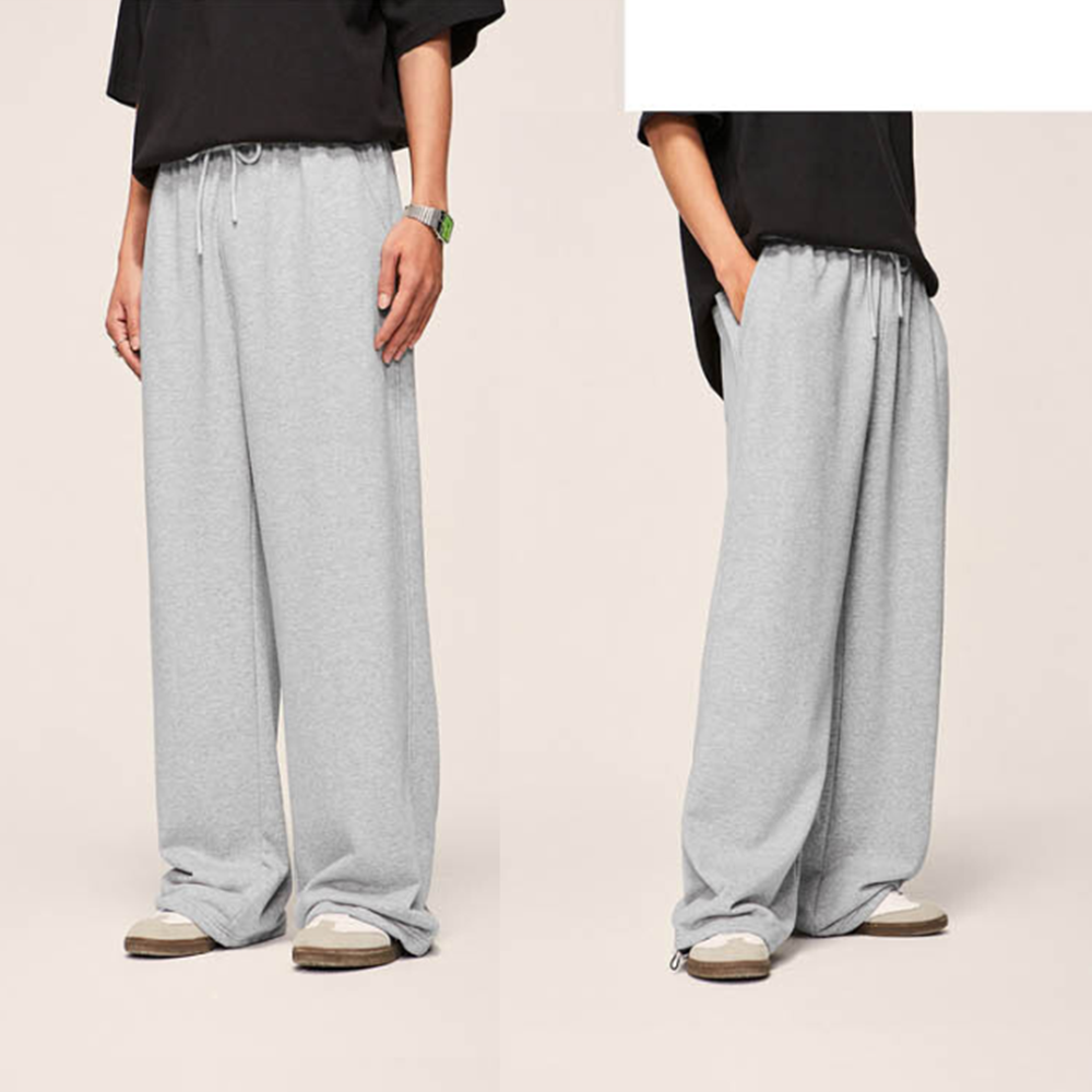 남자기모통바지 고무줄 겨울 방한 통넓은 와이드 팬츠 - 상세 이미지 3