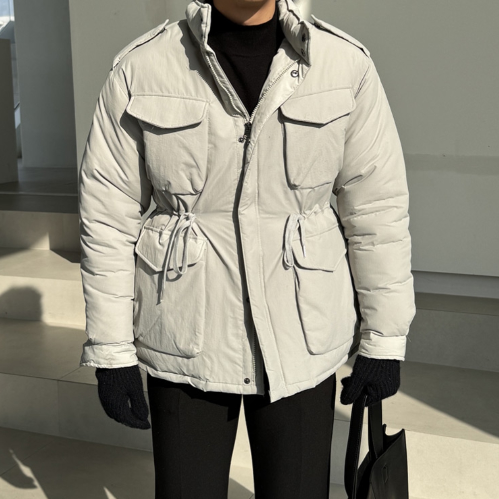 남자 툴로 오버핏 겨울 웰론 야상 패딩 블랙 그레이 이미지 3