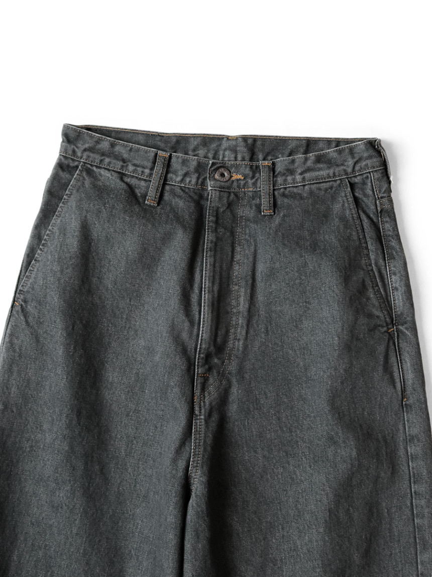 캐피탈 KAPITAL 14oz 블랙x키나리 데님 포트 버기 팬츠 검정 이미지 1