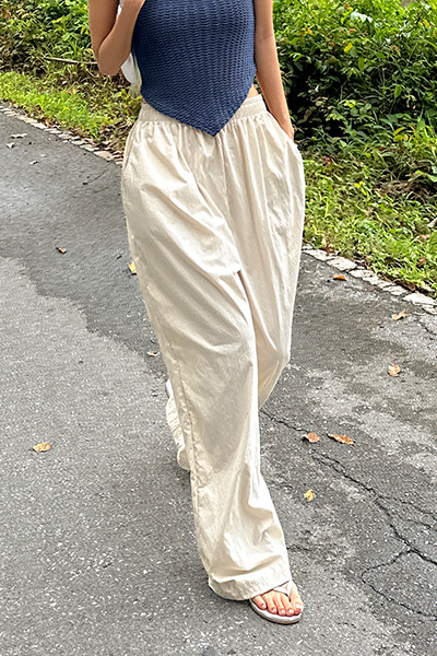 바스락 와이드 밴딩팬츠 - 상세 이미지 4