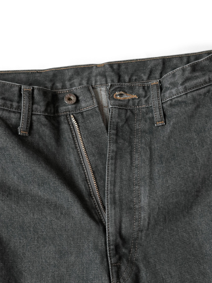 캐피탈 KAPITAL 14oz 블랙x키나리 데님 포트 버기 팬츠 검정 이미지 2