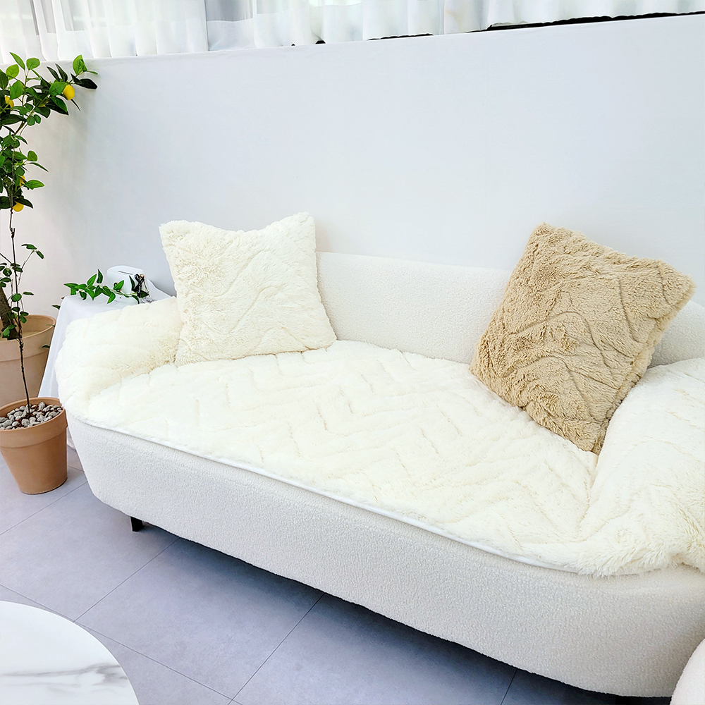 인조털 양털 에코퍼 쇼파패드 돌소파 매트 토퍼 밍크 카우치 커버 덮개 깔개 2인용