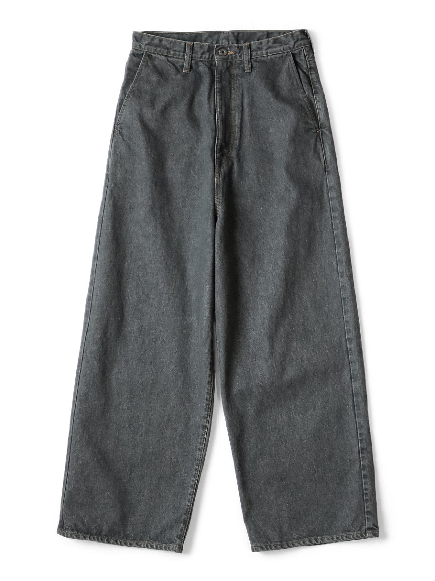 캐피탈 KAPITAL 14oz 블랙x키나리 데님 포트 버기 팬츠 검정 이미지 4