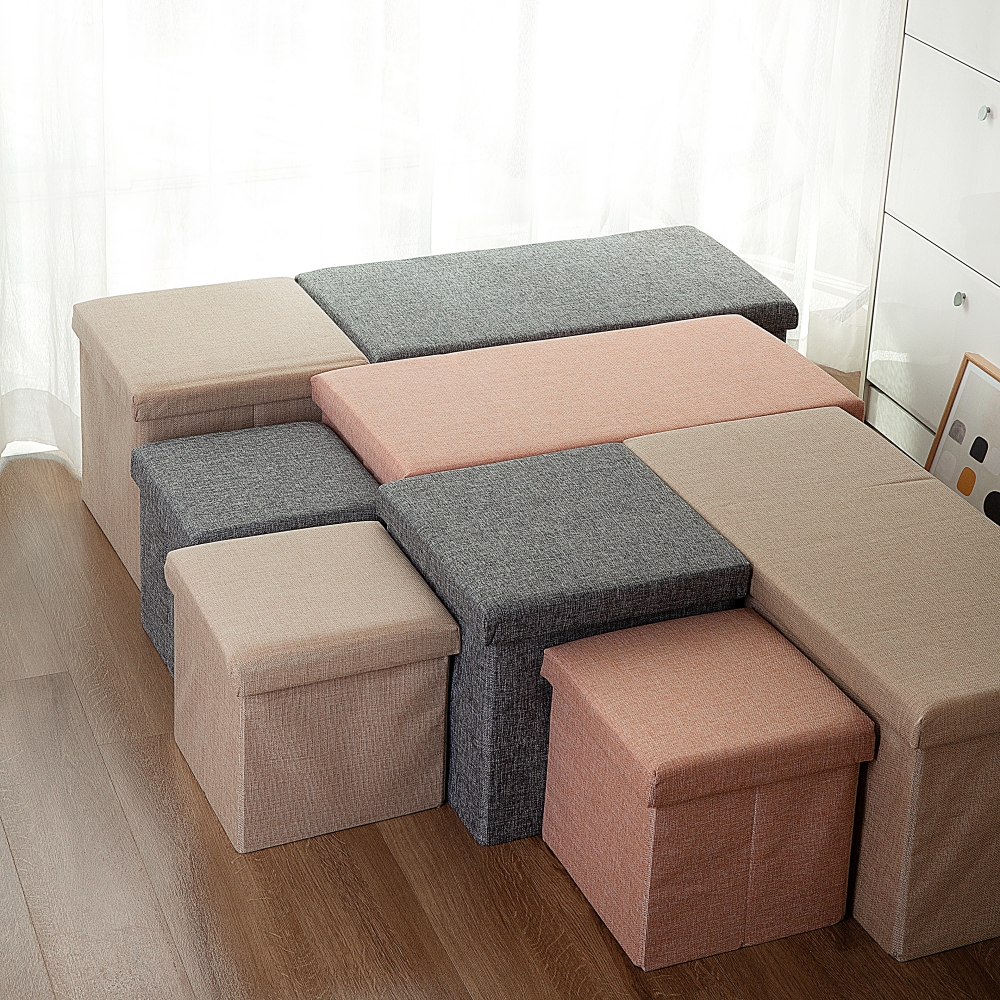 노리스 접이식 스툴 낮은 보조 수납 의자 화장대 사각 벤치 풋 소형