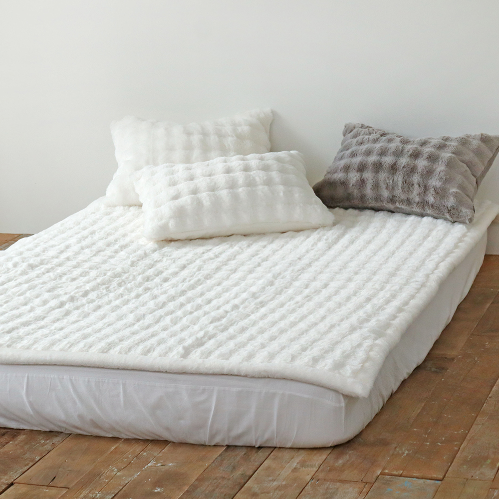 프랑 20mm 장모 밍크 극세사패드 고정밴드 미끄럼방지 겨울 침대패드 SS