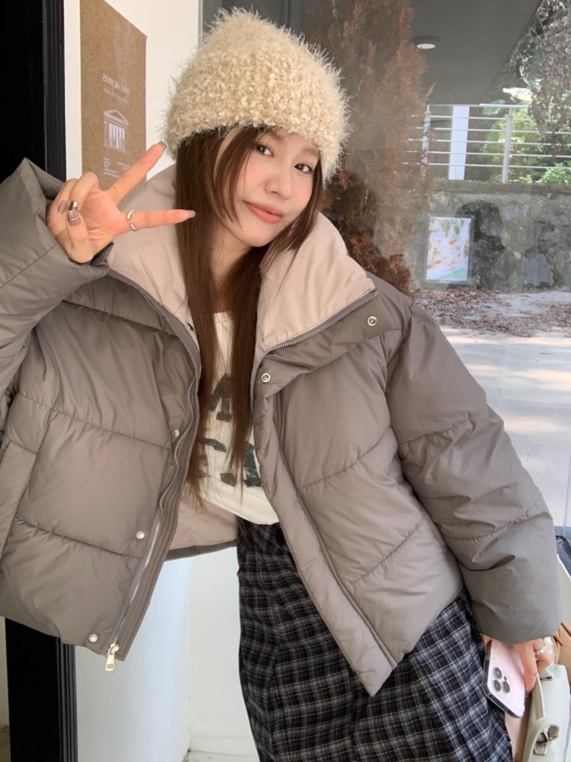 제이앤 배색 겨울 여성 루즈핏 하이넥 데일리 밑단 스트링 웰론 패딩 점퍼 이미지 2