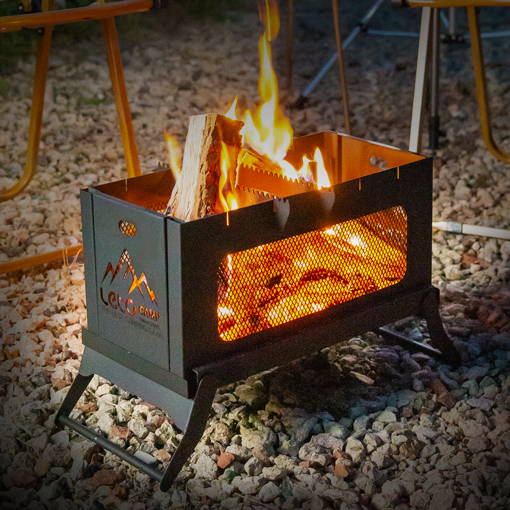 레토 감성 불멍 캠핑 화로대 접이식 스퀘어 바베큐그릴 화롯대 LCP-FS04