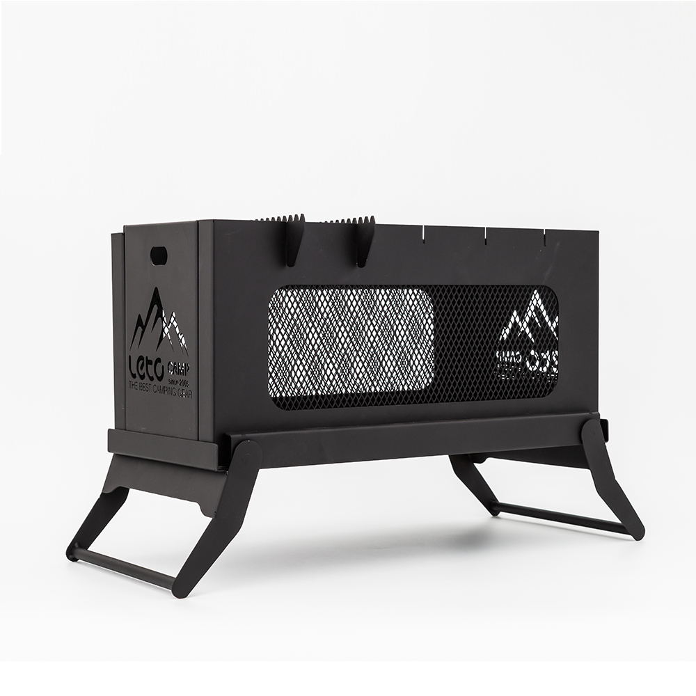 레토 감성 불멍 캠핑 화로대 접이식 스퀘어 바베큐그릴 화롯대 LCP-FS04