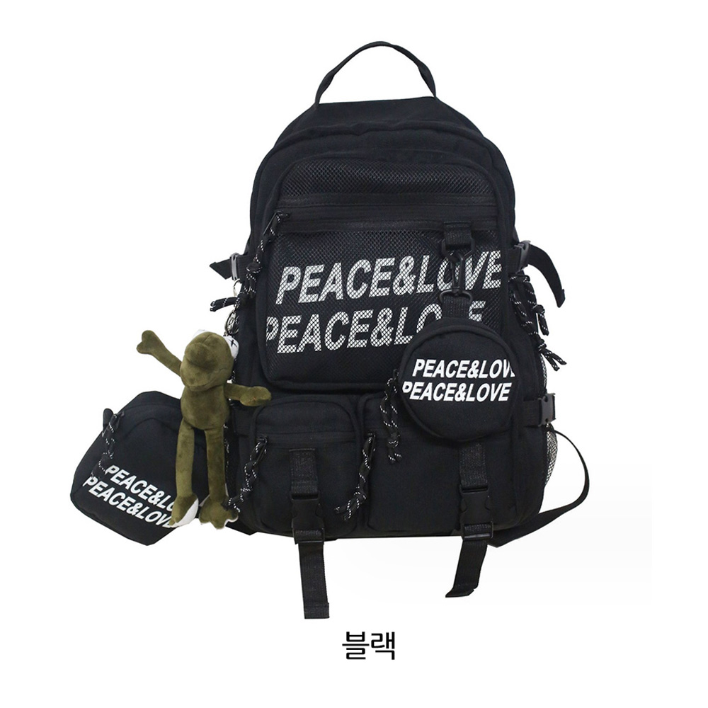 남자 대학생 중학교 고등학교 여학생 남학생 책가방 레터링 백팩 실용적인 여행배낭+파우치 - 상세 이미지 3