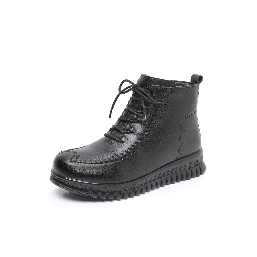 폭신 따뜻한 피카소 여성용 수제 가죽 끈 털신 부츠 퍼 컴포트화