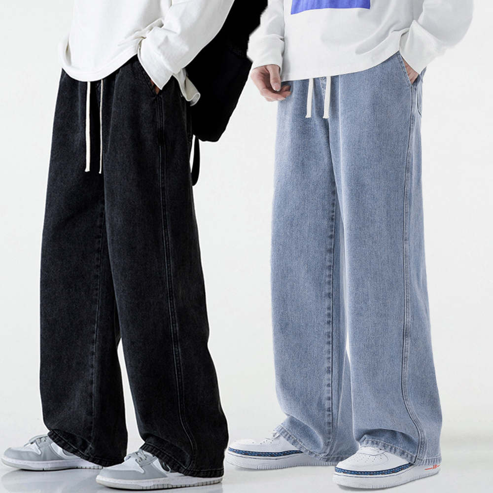 남성기모청바지 블랙진 남자흑청바지 - 메인 이미지